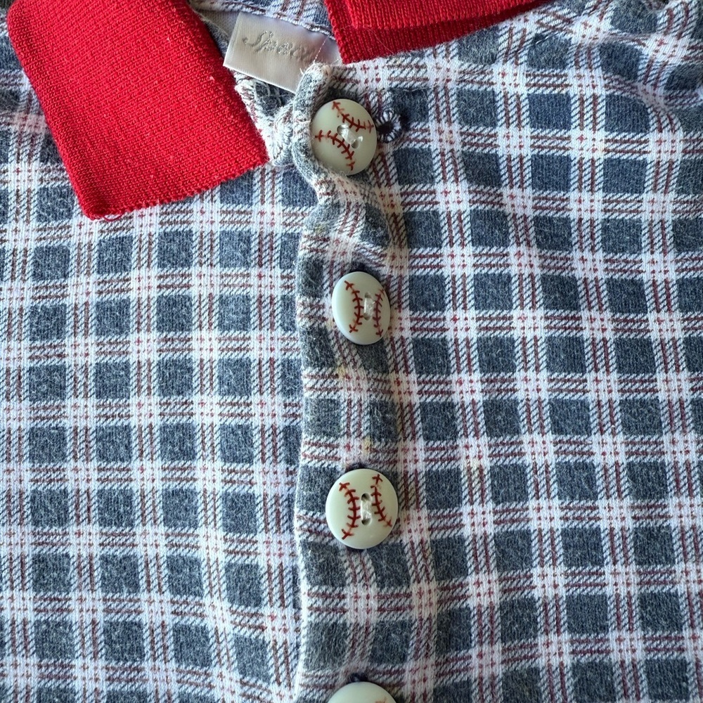 Plaid Red and Gray Kids One Piece - Picture 3 of 5